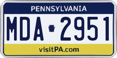 PA license plate MDA2951