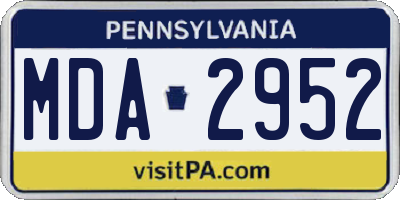 PA license plate MDA2952
