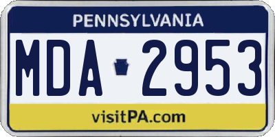 PA license plate MDA2953
