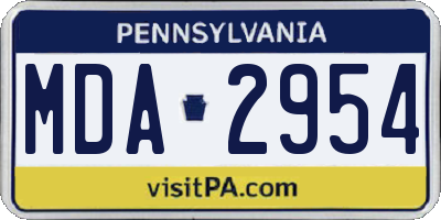 PA license plate MDA2954