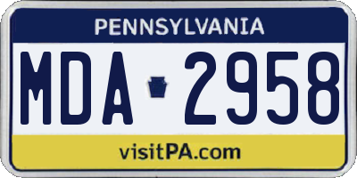 PA license plate MDA2958