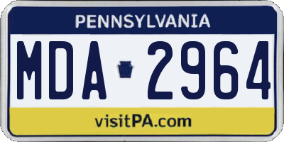 PA license plate MDA2964