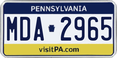 PA license plate MDA2965