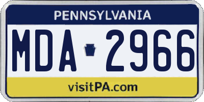 PA license plate MDA2966