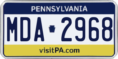 PA license plate MDA2968