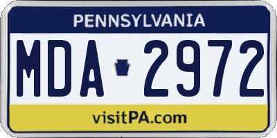 PA license plate MDA2972