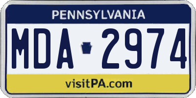 PA license plate MDA2974