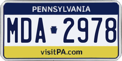 PA license plate MDA2978