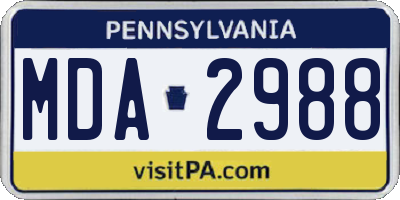 PA license plate MDA2988