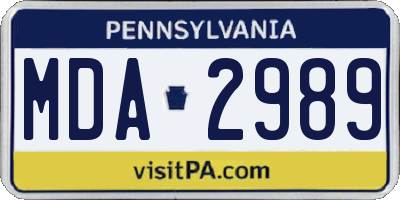 PA license plate MDA2989