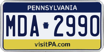 PA license plate MDA2990