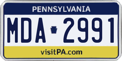 PA license plate MDA2991