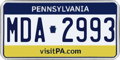PA license plate MDA2993