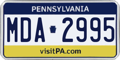 PA license plate MDA2995