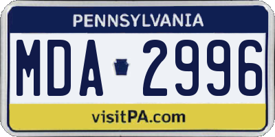 PA license plate MDA2996