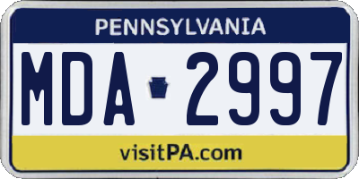 PA license plate MDA2997