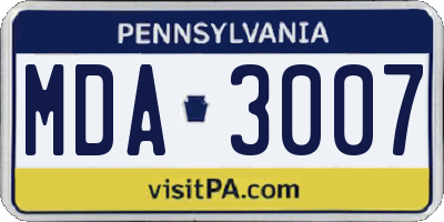 PA license plate MDA3007