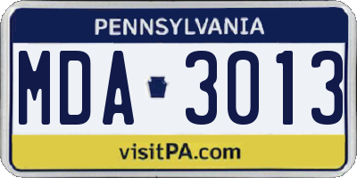 PA license plate MDA3013