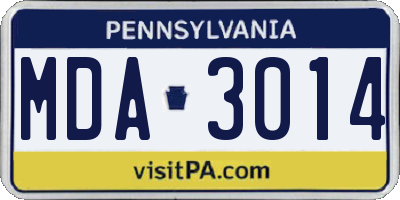 PA license plate MDA3014