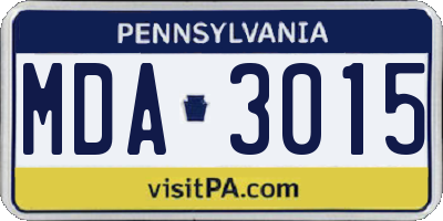 PA license plate MDA3015