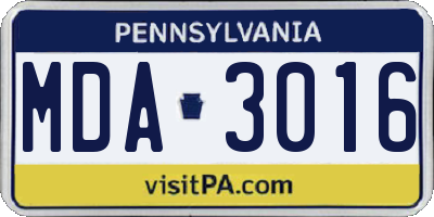 PA license plate MDA3016