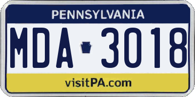 PA license plate MDA3018