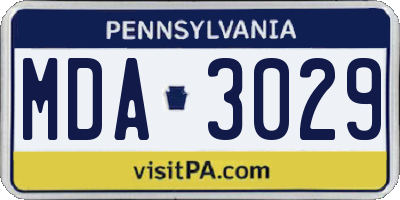 PA license plate MDA3029