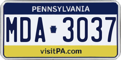 PA license plate MDA3037