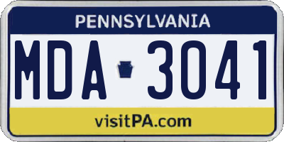 PA license plate MDA3041