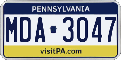 PA license plate MDA3047
