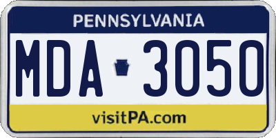 PA license plate MDA3050