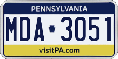 PA license plate MDA3051