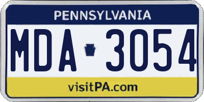 PA license plate MDA3054
