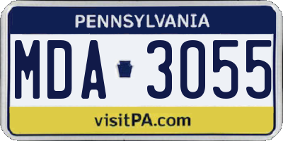 PA license plate MDA3055
