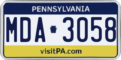 PA license plate MDA3058