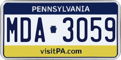 PA license plate MDA3059