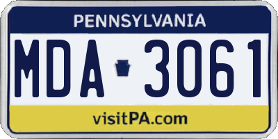 PA license plate MDA3061