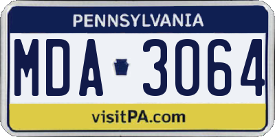 PA license plate MDA3064