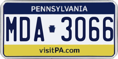 PA license plate MDA3066