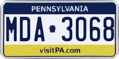 PA license plate MDA3068