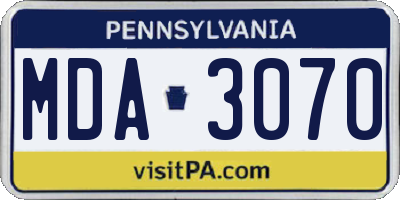 PA license plate MDA3070