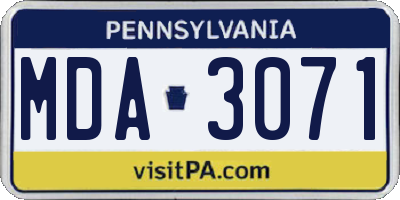 PA license plate MDA3071