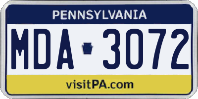 PA license plate MDA3072