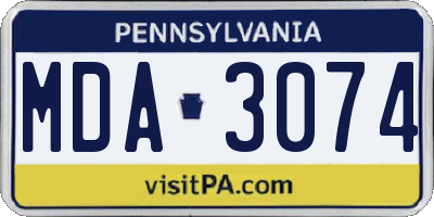 PA license plate MDA3074