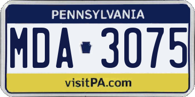 PA license plate MDA3075