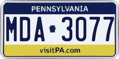 PA license plate MDA3077