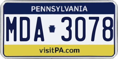 PA license plate MDA3078