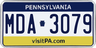 PA license plate MDA3079