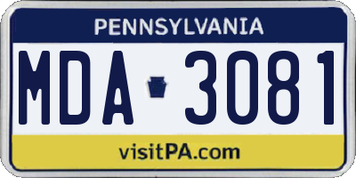 PA license plate MDA3081