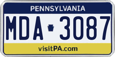 PA license plate MDA3087